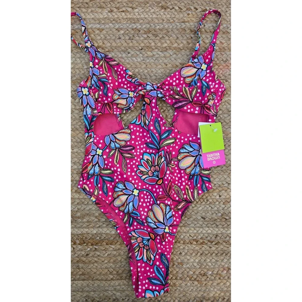Floral Print Cutout One Piece - Tabitha Brown‎ X Target S(4-6)